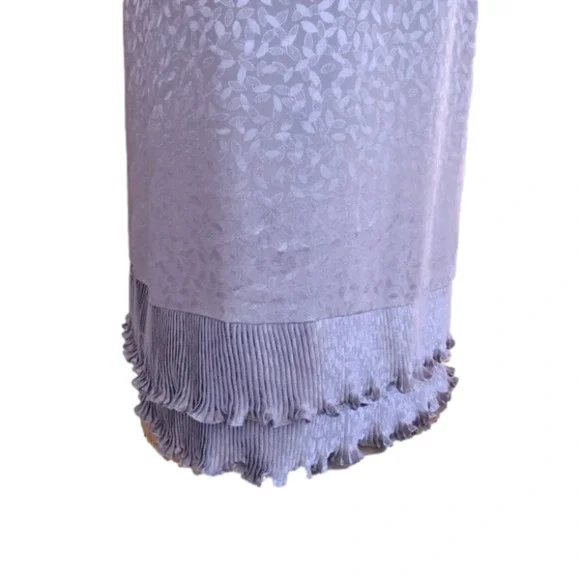 VTG 70s Iridescent Lavender Dress High Neck Ruffle Puff Sleeve Cottagecore M L - Picture 8 of 10